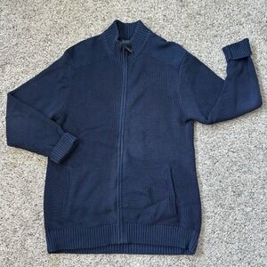 Pendleton Men's Dark Blue Size M Full Zip Cardigan Sweater Roll‎ Up Sleeve